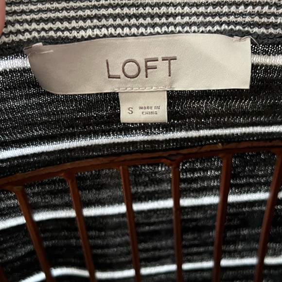 LOFT Striped and Split Shoulder Sweater Small - Picture 3 of 12